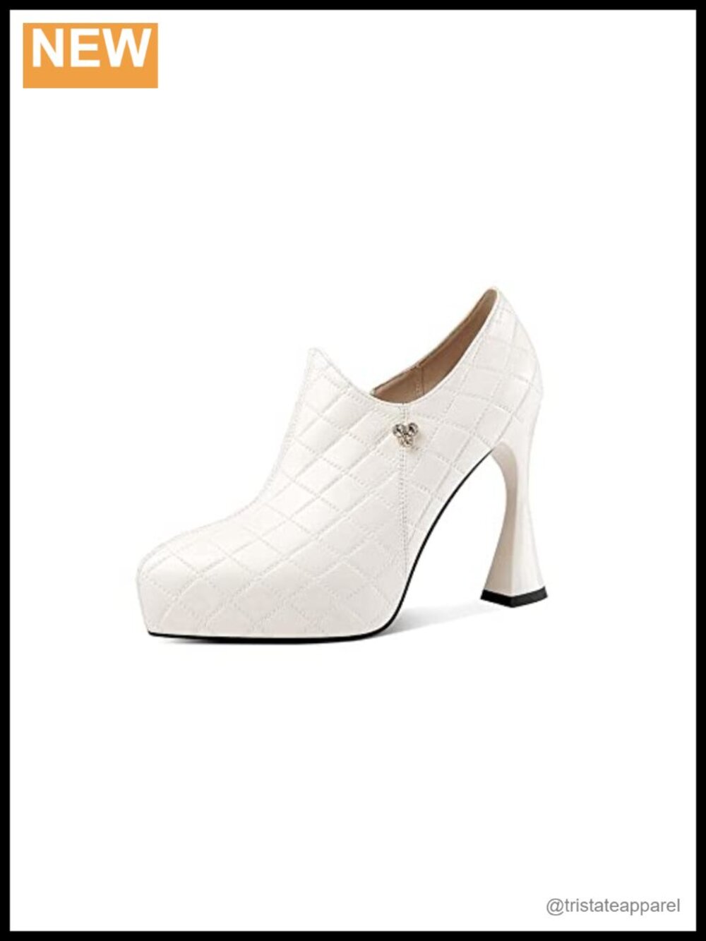 Genuine Leather Platform Pumps Pointed Toe Zip Up High Heel